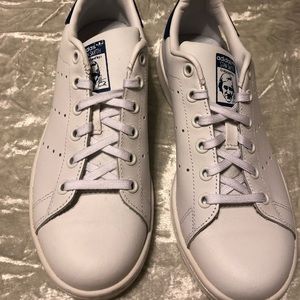 White and Blue Adidas Stan Smith